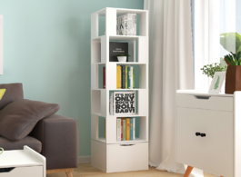 Foto van Meubels rotating bookshelf floor shelf simple bookcase student creative multifunctional living room 