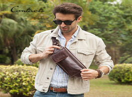 Foto van Tassen contact s chest bag genuine leather men shoulder messenger belt bags casual waist packs fanny