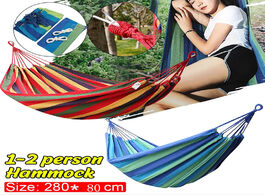 Foto van Meubels portable canvas leisure hammock outdoor garden sports home travel camping swing stripe hang 