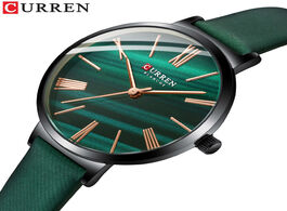 Foto van Horloge curren fashion luxury watches for women malachite green quartz dress bracelet wristwatch wit