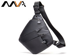 Foto van Tassen mva fashion chest bag for men leather crossbody sling bags mens casual shoulder waist pack en