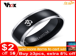 Foto van Sieraden vnox 8mm aum om black ring for men titanium casual simple male accessories religious faith 