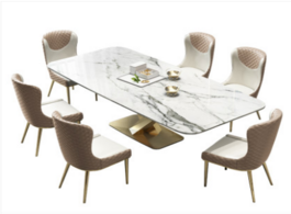 Foto van Meubels nordic marble light luxury dining table and chair combination post modern simple italian sta