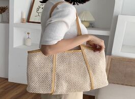 Foto van Tassen mabula straw woven tote bag for women summer handmade large 2 in1 beach shoulder with leather