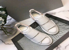 Foto van Schoenen white sneakers for women double hook loop casual shoes wedges real leather platform 2020 ne