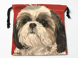 Foto van Tassen custom shih tzu dog painting drawstring bag 18 22cm small travel women cloth christmas gift p