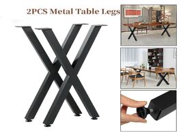 Foto van Meubels 2pcs 28inch industrial steel table legs x shape frame furniture stand feet metal desk leg an
