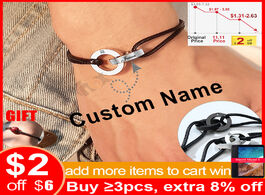 Foto van Sieraden vnox custom name interlocked circle charm bracelet for men women adjustable length chain en