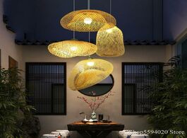 Foto van Lampen verlichting chinese creative bamboo chandelier restaurant lighting japanese zen straw hat han
