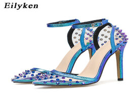 Foto van Schoenen eilyken elegant blue high heels women pumps pointed toe wedding shoes buckle strap party ri