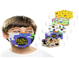 Foto van Baby peuter benodigdheden halloween print face protective masks kids children outdoor mouth reusable