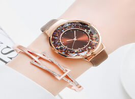 Foto van Horloge simple watch women luxury ladies quartz leather strap movable rhinestones female wristwatche