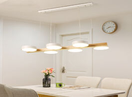 Foto van Lampen verlichting nordic minimalist modern solid wood led dining pendant lamp lifting adjustable pe