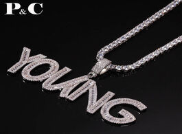 Foto van Sieraden custom name baguette letters hip hop iced out pendant with tennis chain gold silver bling z