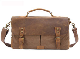 Foto van Tassen vintage crossbody bag military canvas leather shoulder bags men messenger handbag tote briefc