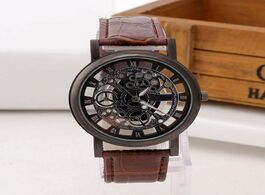 Foto van Horloge luxury brand men s watch military sport hollow out leather quartz fashion retro wristwatch c