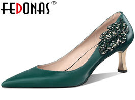 Foto van Schoenen fedonas fashion glitters shoes for women genuine leather shallow high heels pumps 2020 autu