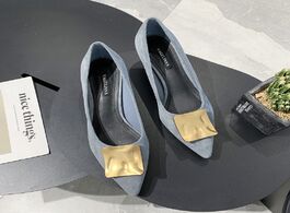 Foto van Schoenen chic blue women pumps thin high heel ladies office shoes pointed toe buckle fashion casual