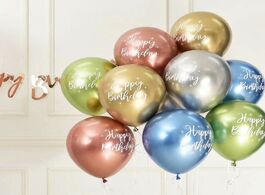 Foto van Huis inrichting 10pcs 12inch chrome metallic latex balloons happy birthday printed pattern ballon he