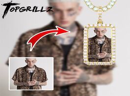 Foto van Sieraden topgrillz custom photo square medallion pendant iced zircon men hip hop fashion jewelry