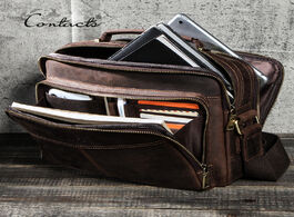 Foto van Tassen contact s 100 genuine leather crossbody bags for men casual business male messenger bag brand