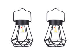 Foto van Lampen verlichting 2pcs creative wrought iron retro solar lantern hanging light led yard outdoor pat