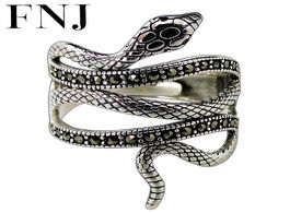 Foto van Sieraden fnj animal snake ring 925 silver marcasite new fashion original s925 sterling rings for wom
