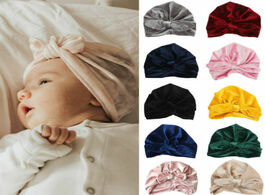 Foto van Baby peuter benodigdheden headband rubber ear girl bow velvet headbands toddler indian turban beanie