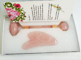 Foto van Schoonheid gezondheid jade roller face massager lift slimmer shaper massage rose quartz natural ston