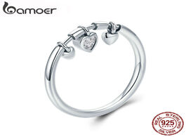 Foto van Sieraden bamoer 925 sterling silver glittering heart clear cz anel female ring women wedding engagem