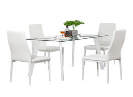 Foto van Meubels da130 120x70x75cm hot 5 piece dining table set 4 chairs glass metal kitchen room furniture w