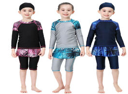Foto van Sport en spel muslim swimsuit kids tankini child bathing suit baby beach wear girls swimwear two pie
