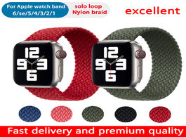 Foto van Horloge nylon braided strap for apple watch bands 6 se 5 4 38 42mm solo loop elastic belt bracelet i
