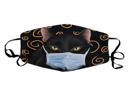 Foto van Beveiliging en bescherming mask 1pc black cat print dust proof gauze breathable comfortable washable