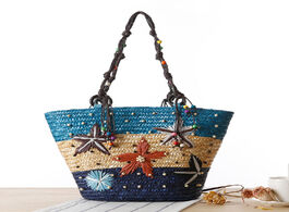 Foto van Tassen 41x28cm new bohemian hand embroidered starfish straw bag beaded weaving women shoulder a7163