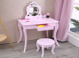 Foto van Meubels children s dressing table with sturdy stool one mirror chair single drawer makeup play house