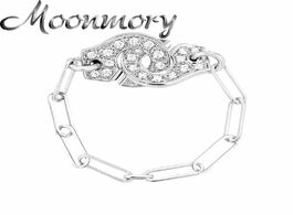 Foto van Sieraden moonmory 925 sterling silver rock punk white zircon menottes chain ring for women crystal h
