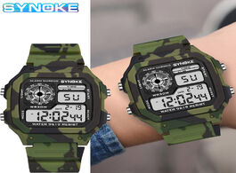 Foto van Horloge synoke kids digital watches sports camouflage military multi function 7 colorful luminous wa