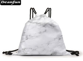 Foto van Tassen deanfun drawstring backpack white marble 3d printed pouch bag purse d60359