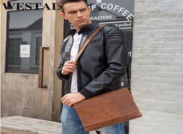 Foto van Tassen westal messengr bag men s shoulder genuine leather handbag crossbody vintage flaps 1136