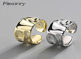 Foto van Sieraden foxanry 925 sterling silver irregular handmade ring for women creative geometric wide anill