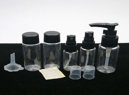 Foto van Tassen 7pc set mini travel makeup cosmetic face cream pot bottles transparent plastic accessories em