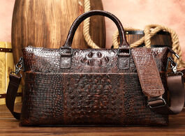 Foto van Tassen men briefcase bag genuine leather crocodile pattern shoulder big capacity messenger bags busi