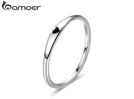 Foto van Sieraden bamoer 925 sterling silver round circle pure finger ring simple heart engrave rings for wom