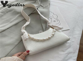 Foto van Tassen luxury pearl design women mini pu leather underarm bag vintage ladies elegant crossbody croco