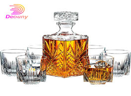 Foto van Huis inrichting deouny 0.5l 1l crafted glass decanter whisky glasses set elegant whiskey with ornate