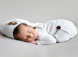 Foto van Baby peuter benodigdheden newborn photography clothing infant knot hat jumpsuit 2pcs set photo props