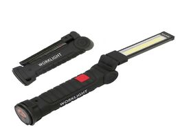 Foto van Beveiliging en bescherming portable 5 mode cob flashlight torch usb rechargeable led work light magn