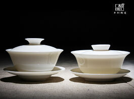 Foto van Huis inrichting jade porcelain cover bowl dehua ceramic whiteware tea set high end condensed fat whi