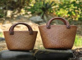 Foto van Tassen 26x18cm straw bag retro women s style thailand handbag bucket shopping casual travel beach ra